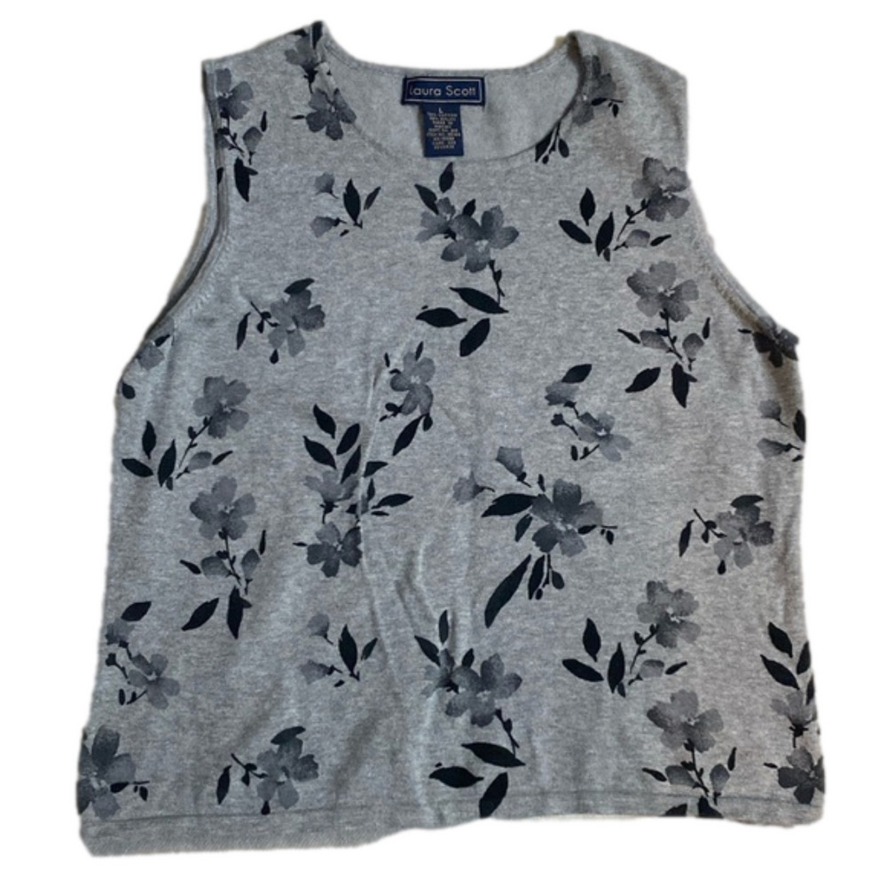 Laura Scott Floral Knit Sleeveless Sweaters. Women’s Size Large